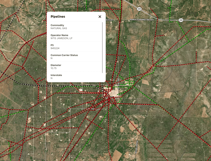 Pipelines on map