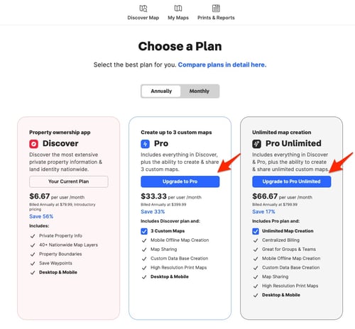 Select plan to upgrade