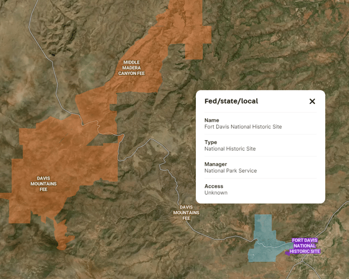 Federal and State Lands on map