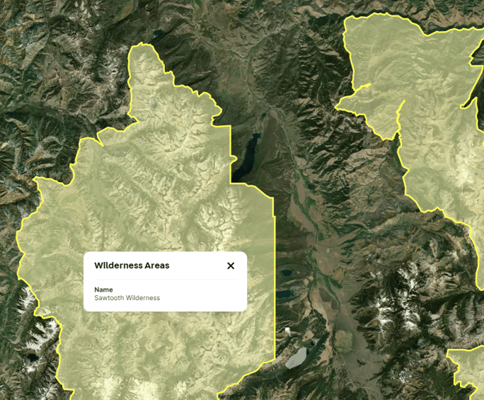 Wilderness Areas on map
