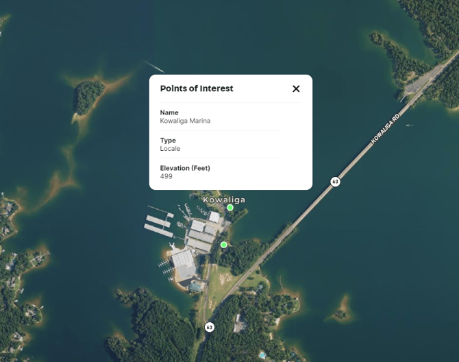 Points of Interest on map