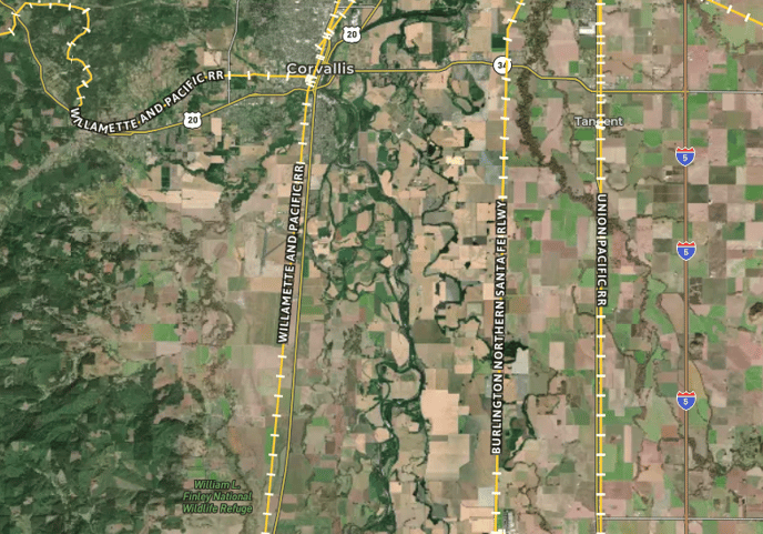 Railroads on map