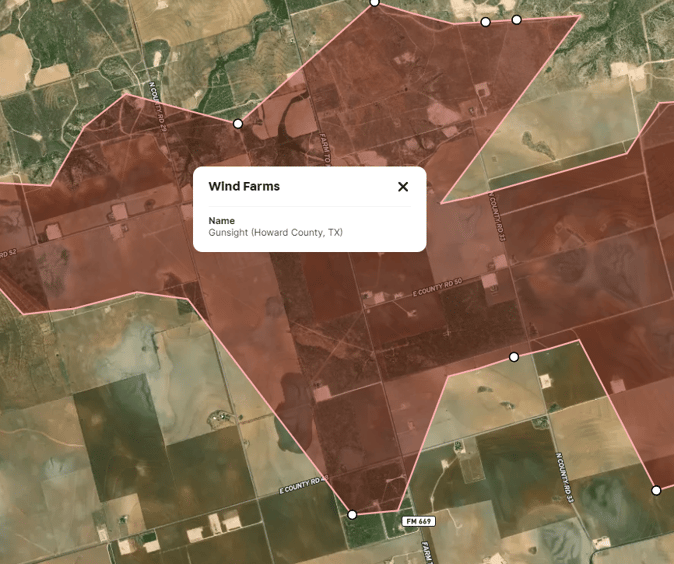 Wind Farms on Map