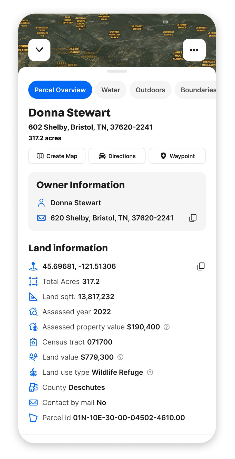 Property info card