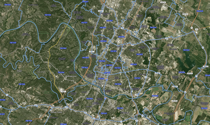 Zip Code Tabulation on map